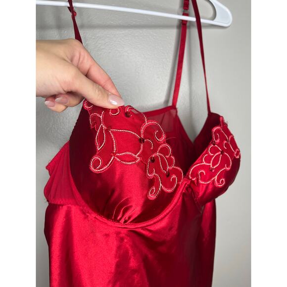 George Ruby Red Embroidered Detail Coquette Fairycore Dolllette Slip Dress Sz XL - Picture 3 of 6